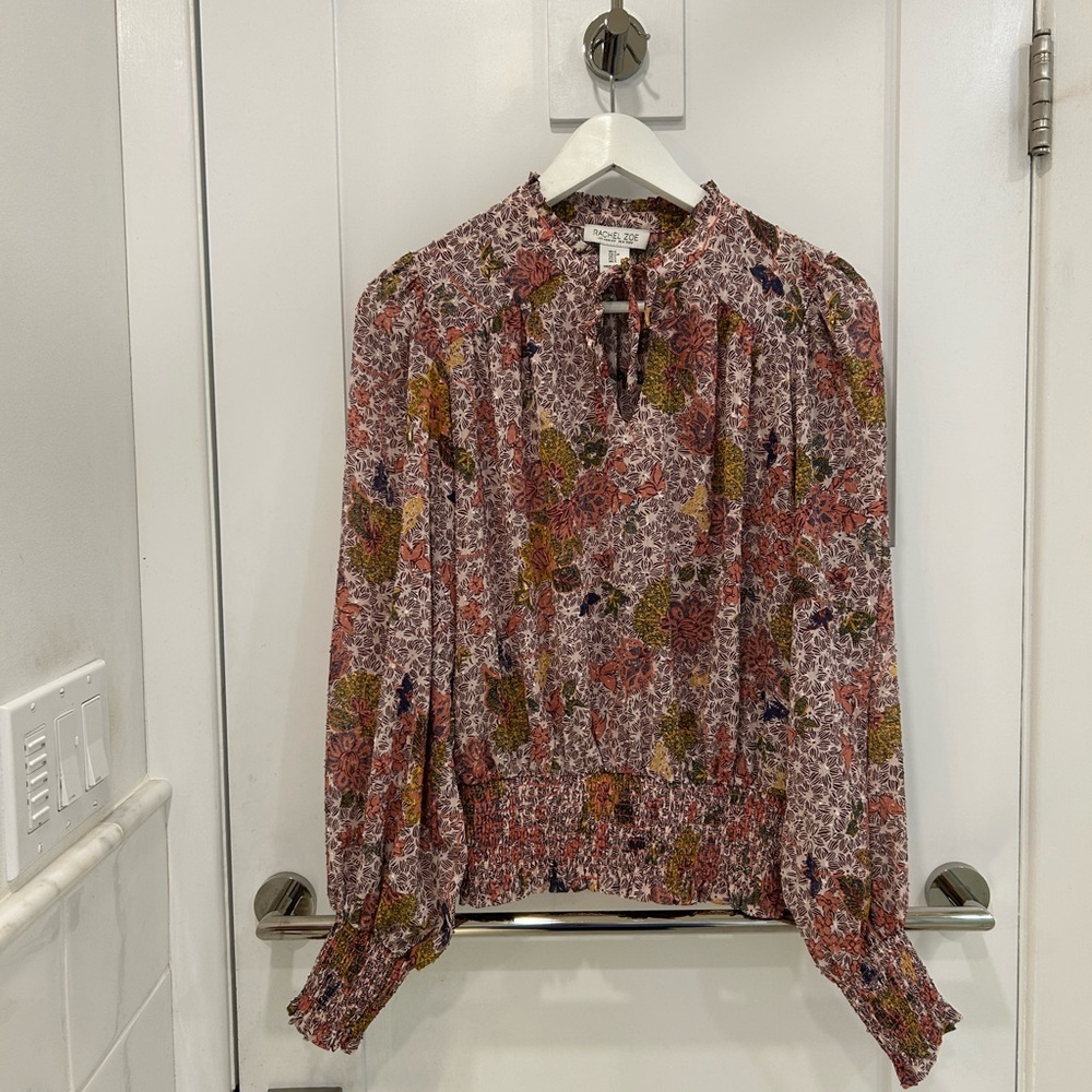 Rachel Zoe Floral Long-Sleeve Blouse in Pink Multi